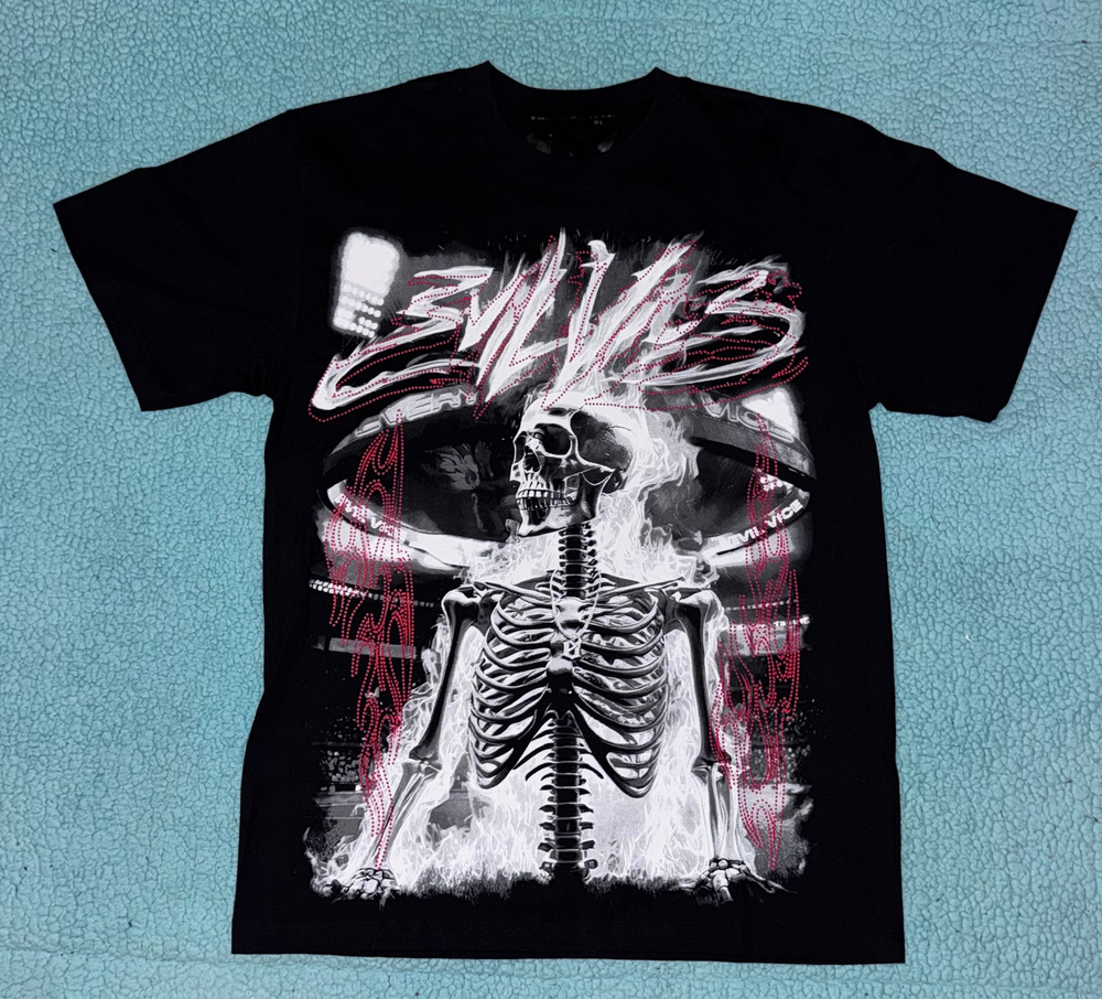 Evil Vice Graphic T Shirt Black Skeleton Size Medium
